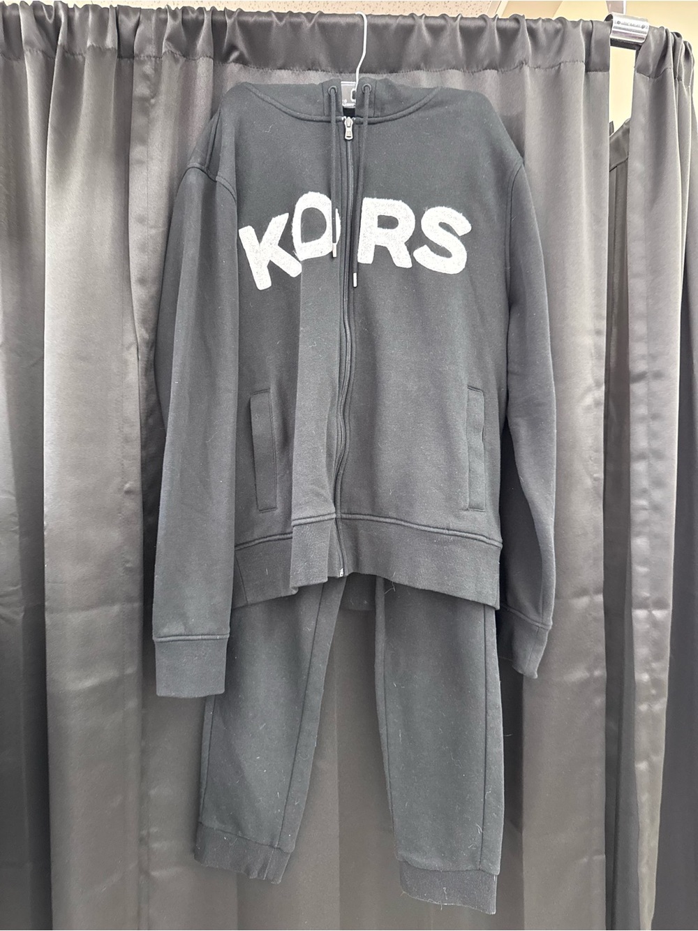 Michael Kors Black Zip Hoodie and Joggers Set with White Logo